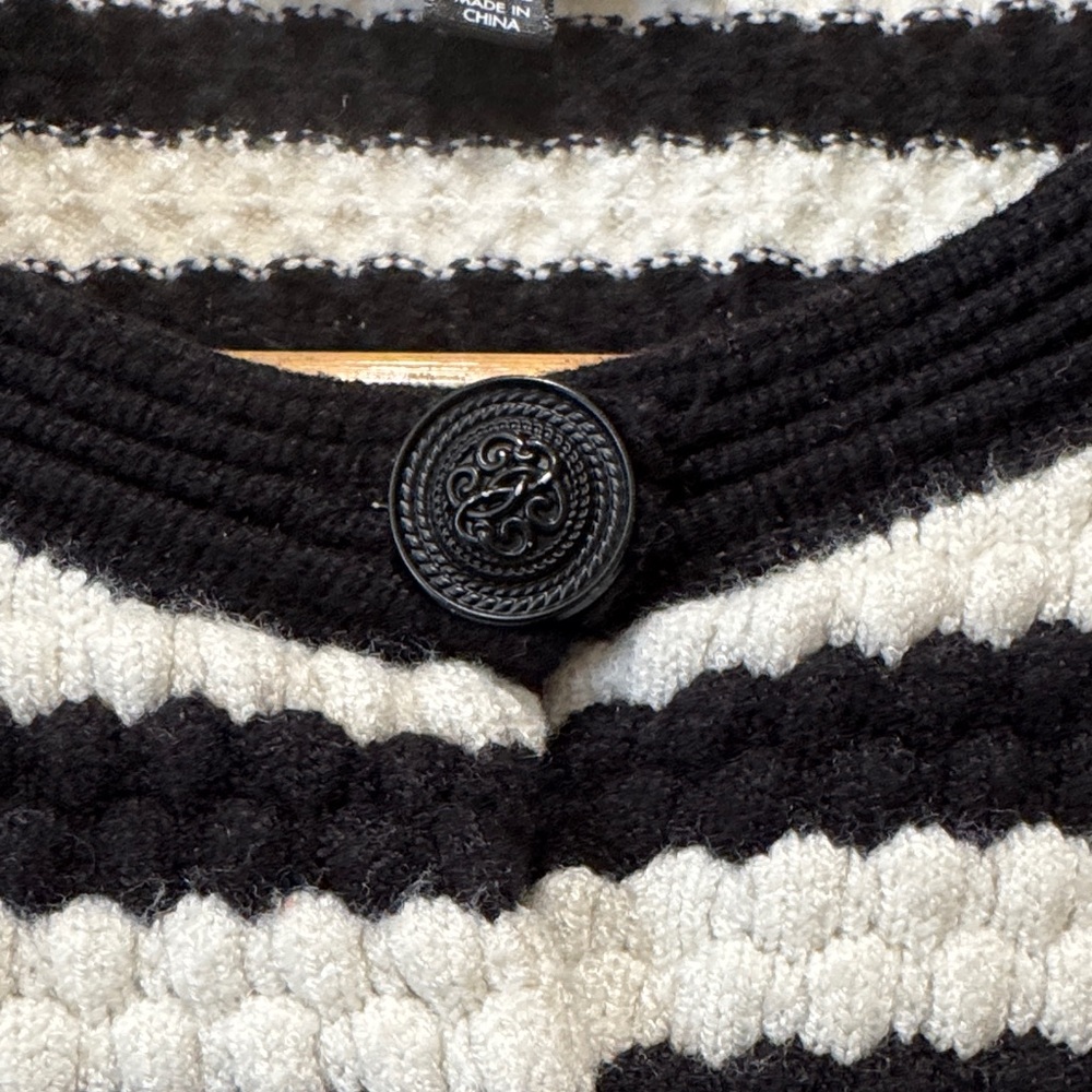 Nicole Miller Black and White Striped Cardigan - Picture 3 of 5